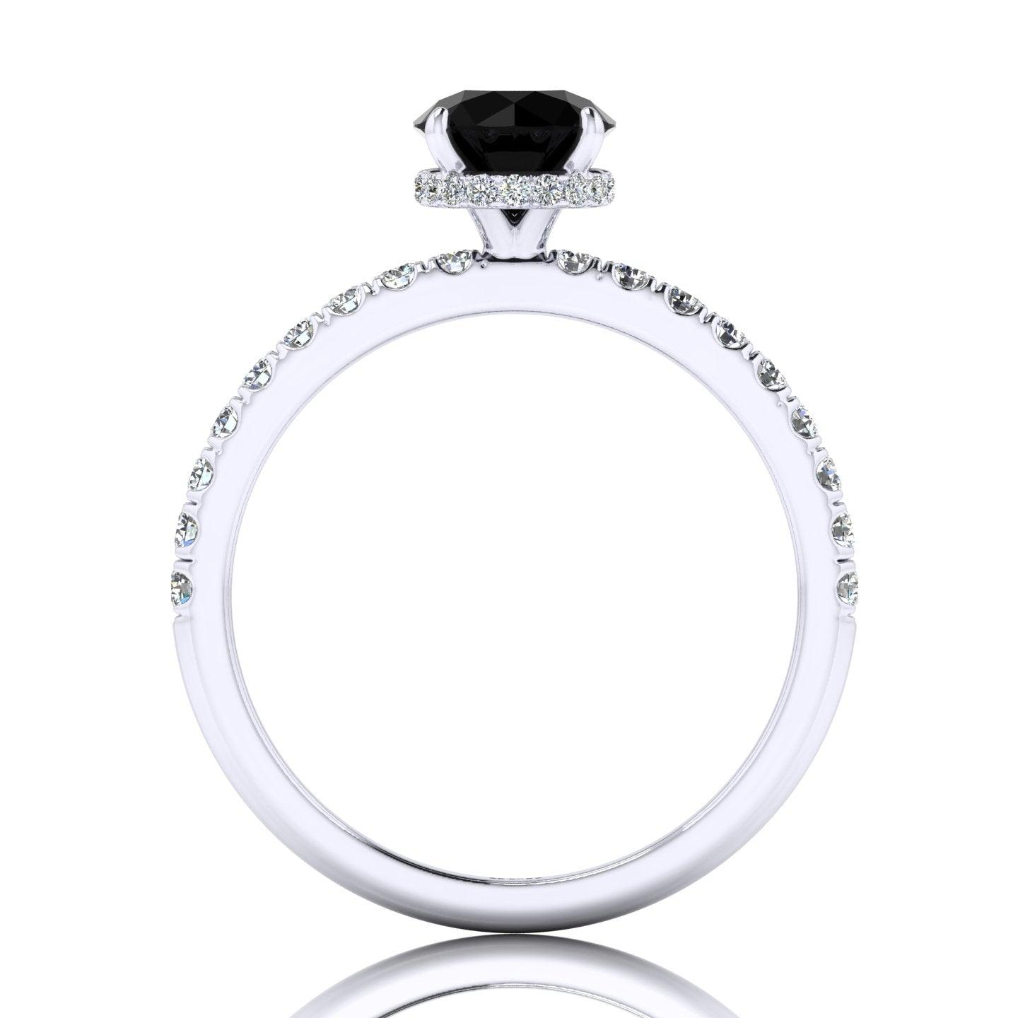 0.95 Carat Black Diamond Hidden Halo Engagement Ring Uk Hallmarked