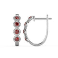 Beautiful..! 0.60 CT Ruby & Diamond Halo Hoop Earrings