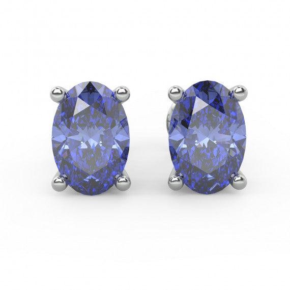 8*6mm 2.80ct AAA Quality Diamond Cut Tanzanite Stud Earring White Gold