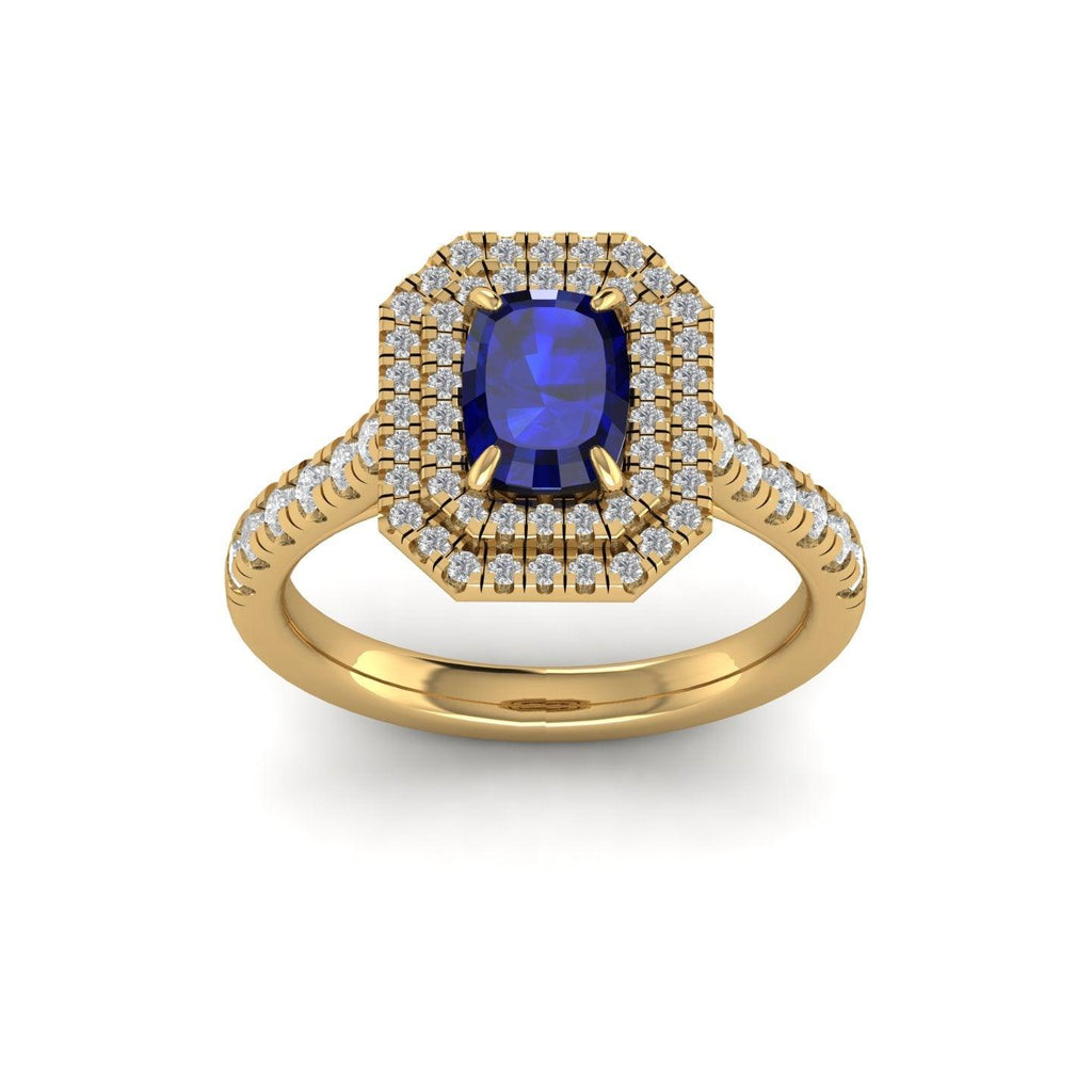 Special Deal..! 2.50Ct Tanzanite Long Cushion & Diamond Double Halo Engagement Ring