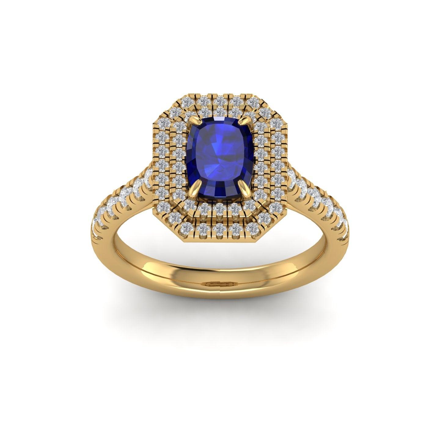 Special Deal..! 2.50Ct Tanzanite Long Cushion & Diamond Double Halo Engagement Ring