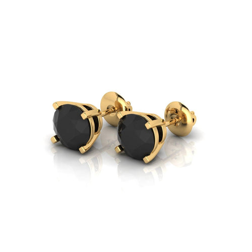 1.00 carat Black Diamond Claw Set Stud Earrings For Her