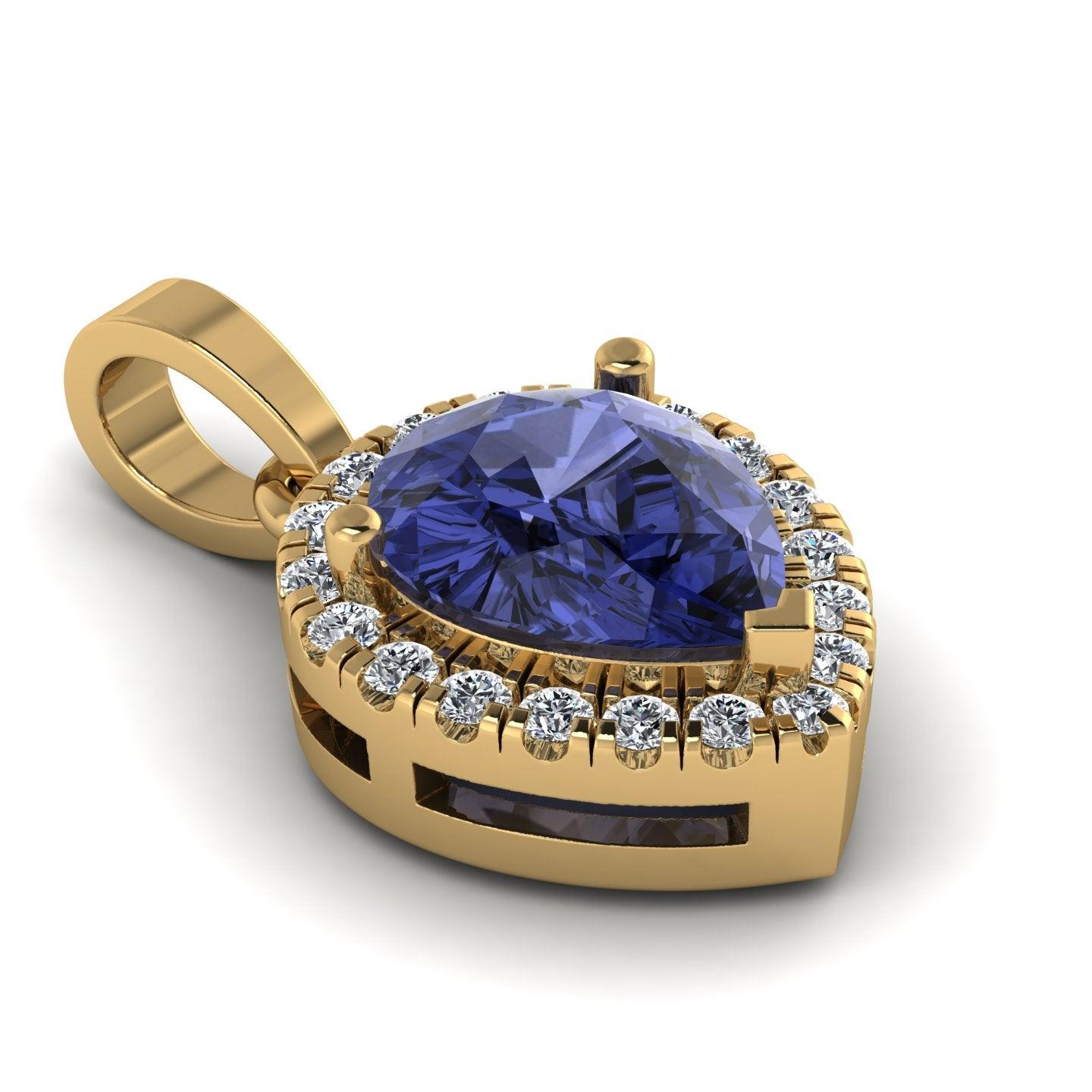 Pear Shape Tanzanite & diamond Women's Pendant - 2.00 Carat