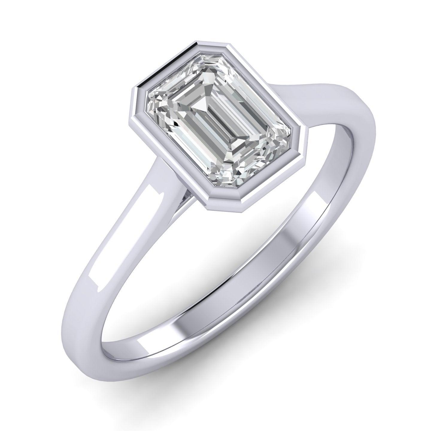 Comfort Fit Bezel Set Diamond Solitaire Engagement Ring Platinum