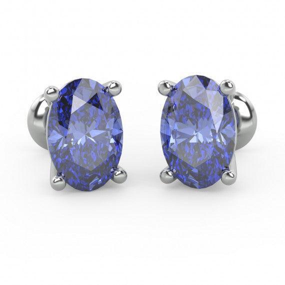 8*6mm 2.80ct AAA Quality Diamond Cut Tanzanite Stud Earring White Gold