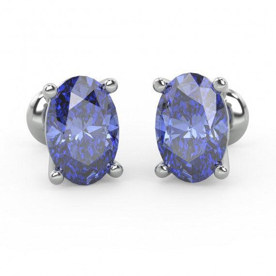 8*6mm 2.80ct AAA Quality Diamond Cut Tanzanite Stud Earring White Gold