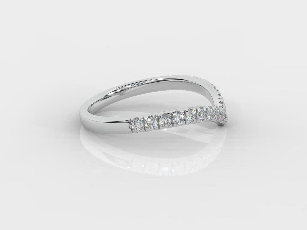 D/VS 1/3Ct Lab Grown Diamond Wishbone Wedding Curved Half Eternity Band Ring