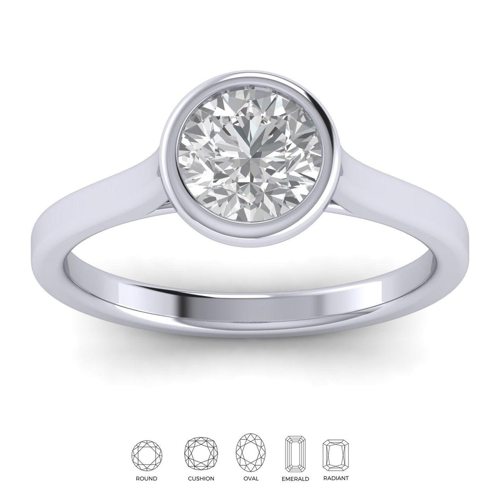 Comfort Fit Bezel Set Diamond Solitaire Engagement Ring Platinum