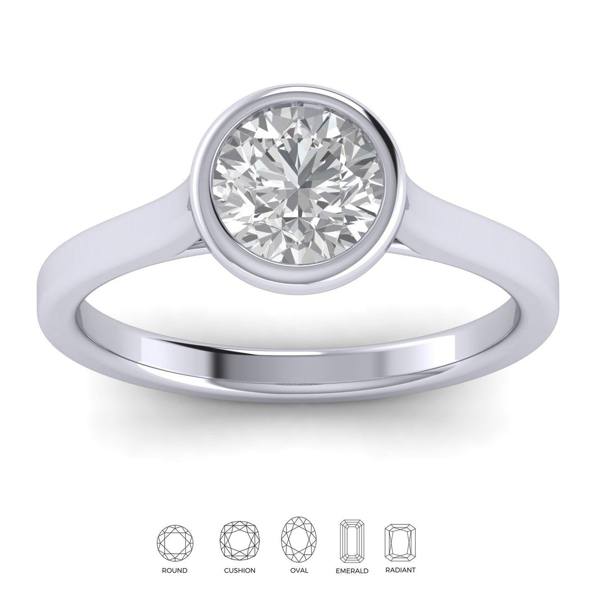 Comfort Fit Bezel Set Diamond Solitaire Engagement Ring Platinum