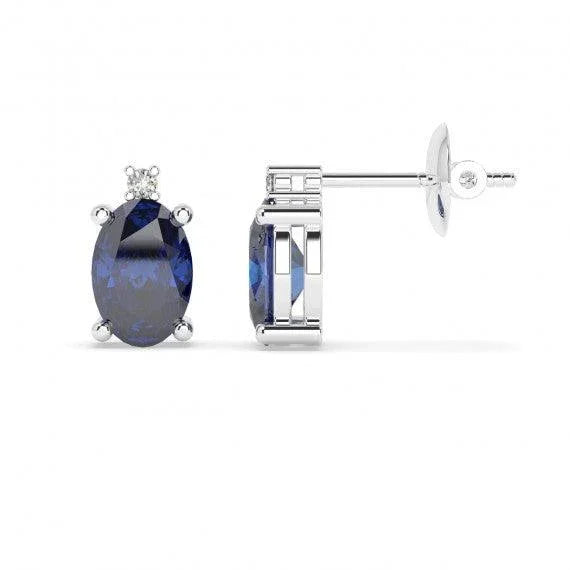 0.60 Ct Sapphire & Diamond Designer Earrings in White Gold