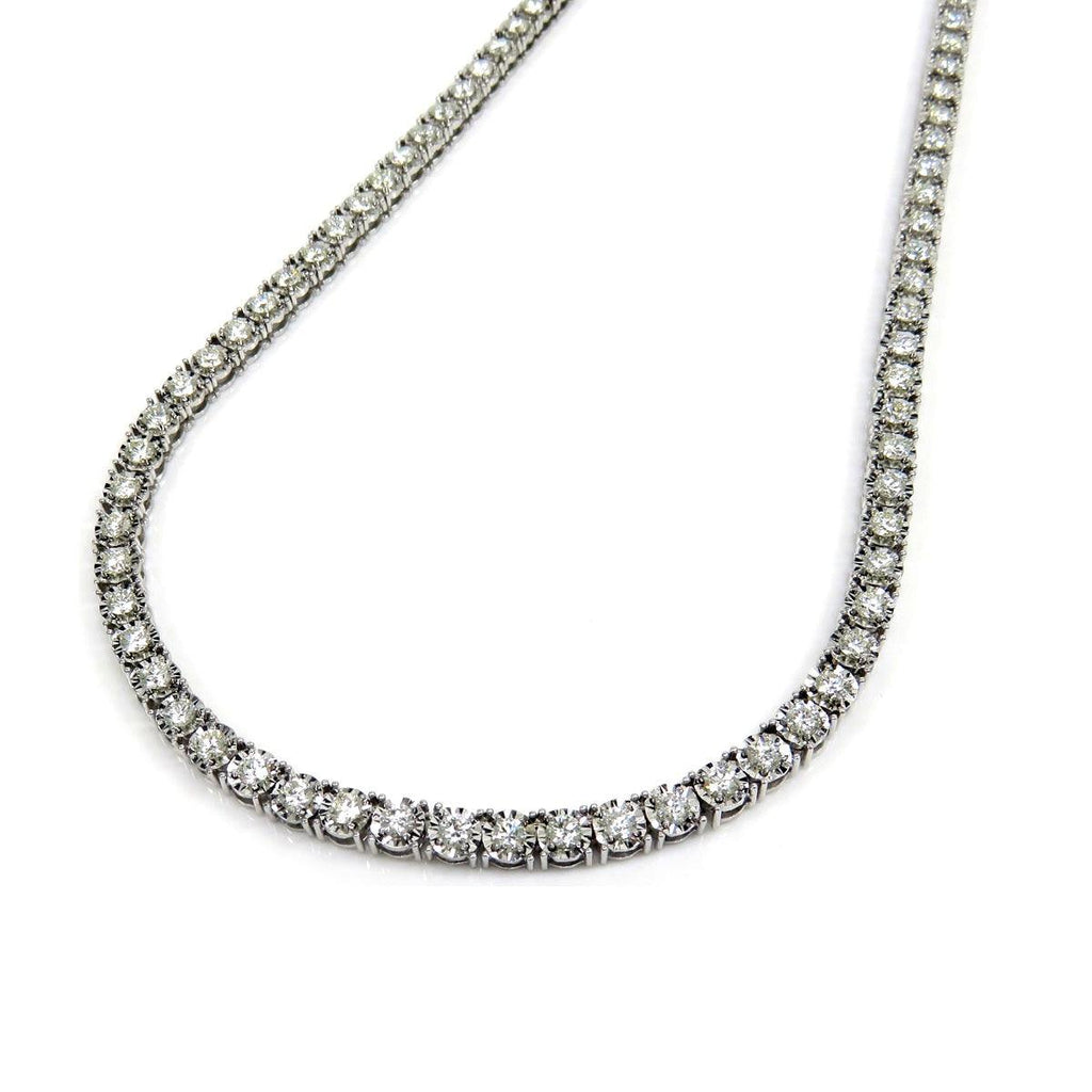 Last Pieces ! 3.00Ct Round Diamond Straight Line Tennis Necklace in Hallmarked Heavy White Gold 20 Grams
