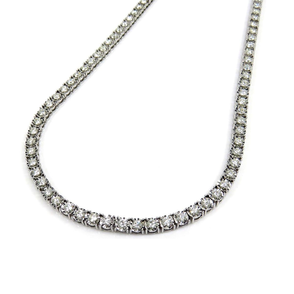 Last Pieces ! 3.00Ct Round Diamond Straight Line Tennis Necklace in Hallmarked Heavy White Gold 20 Grams
