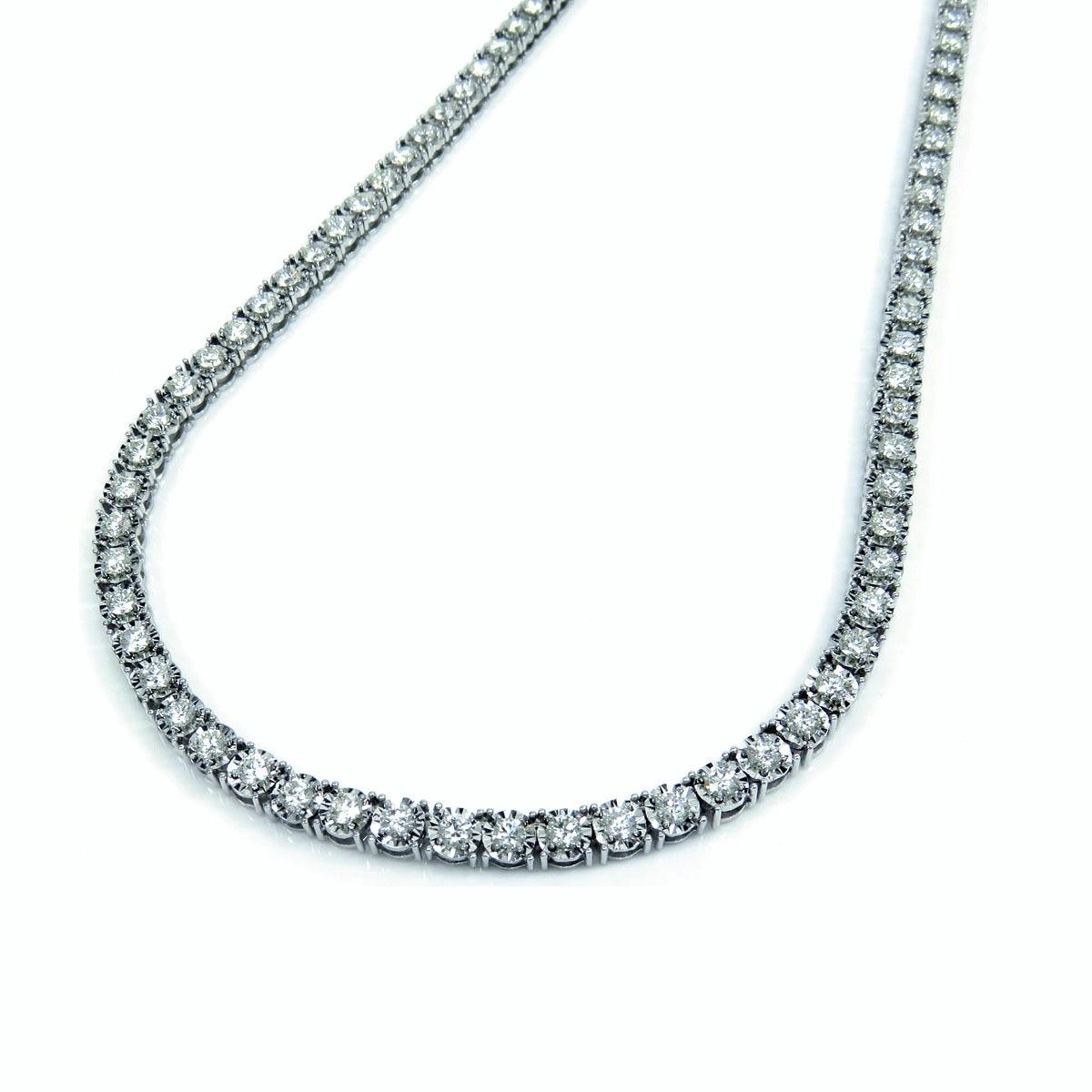Last Pieces ! 3.00Ct Round Diamond Straight Line Tennis Necklace in Hallmarked Heavy White Gold 20 Grams
