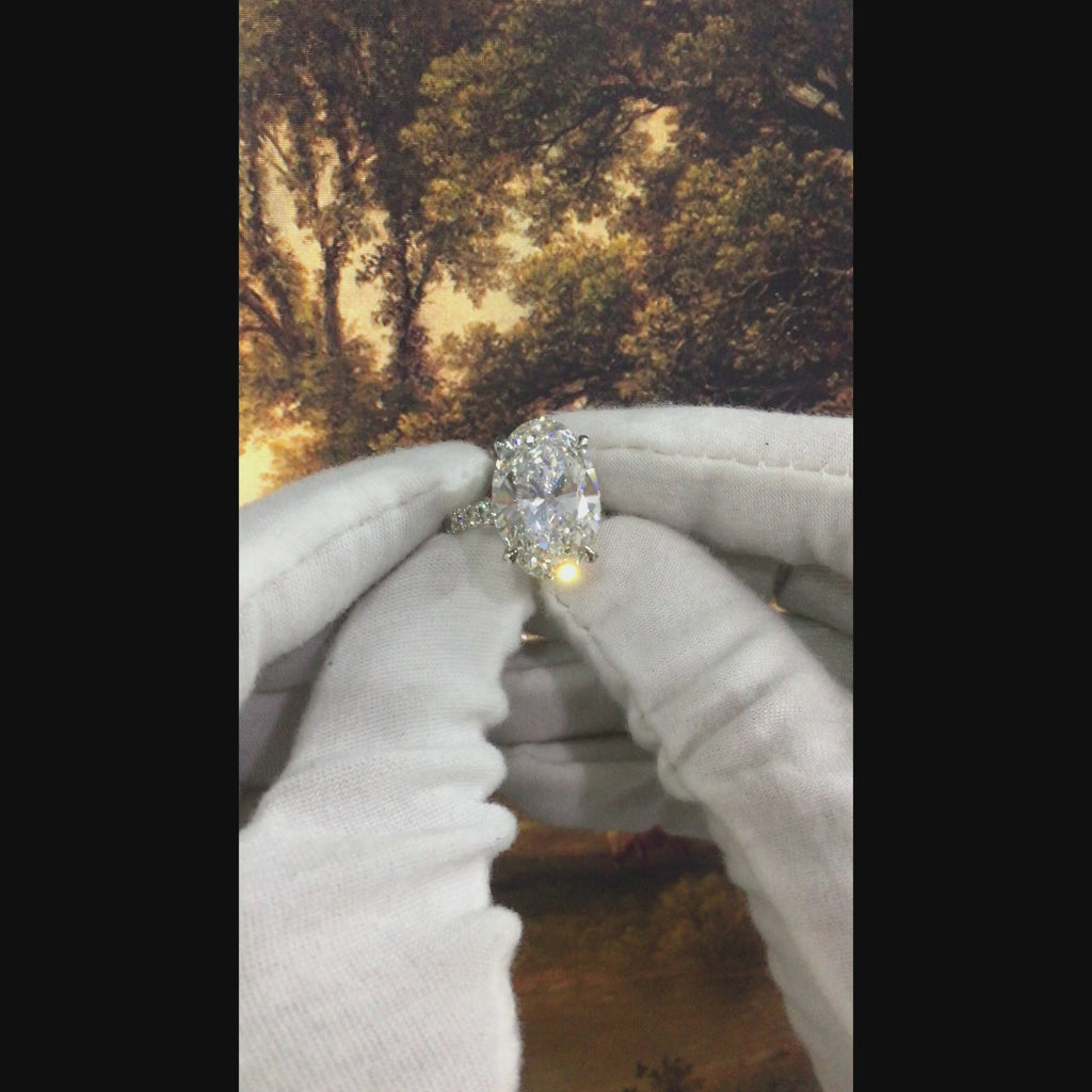 Certified G/VS Huge Oval Diamond Engagement Ring in Platinum 4.50Ct - 11.00Ct