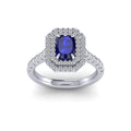 Last Piece..! 4.40Ct Tanzanite Long Cushion & Diamond Double Halo Women's Engagement Ring