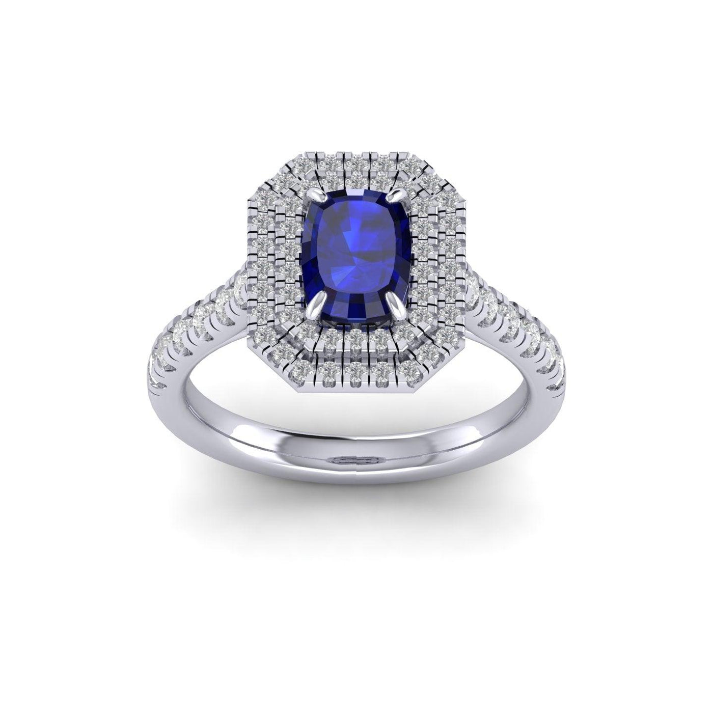 Last Piece..! 4.40Ct Tanzanite Long Cushion & Diamond Double Halo Women's Engagement Ring