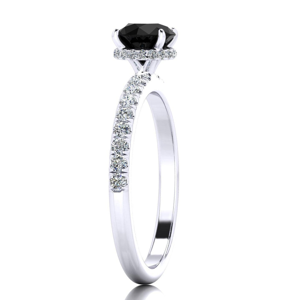 0.95 Carat Black Diamond Hidden Halo Engagement Ring Uk Hallmarked