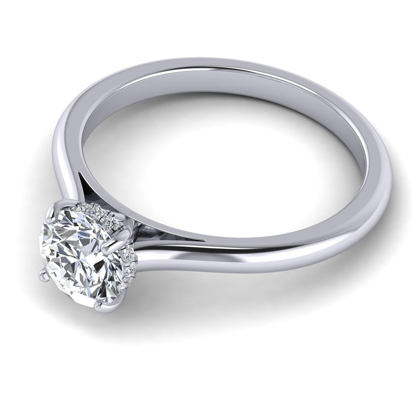 Hidden Halo - Diamond Solitaire Ring in Platinum