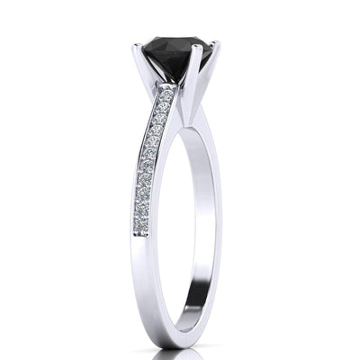 Best Offer..! 1.25CT AAA Black & White Diamond Claw Set Engagement Ring