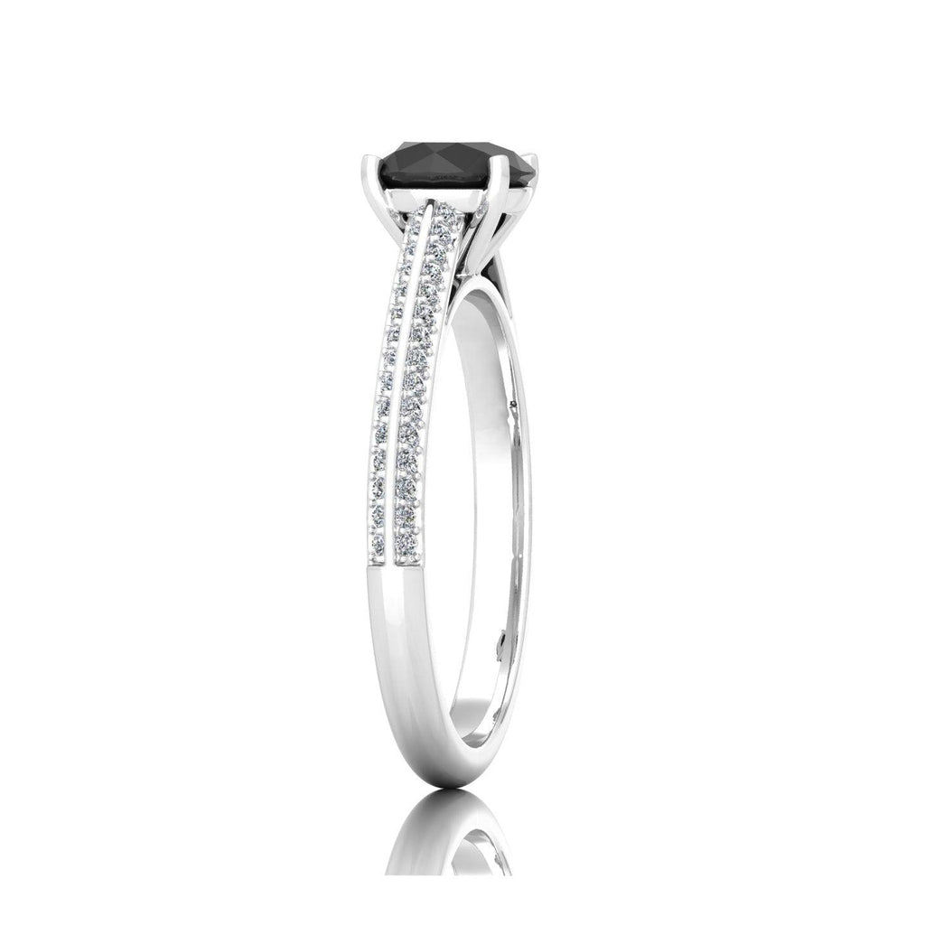 Black Diamond Engagement Ring With Shoulders 0.50 Carat F/VS Lab Grown Diamond In Variant Metal