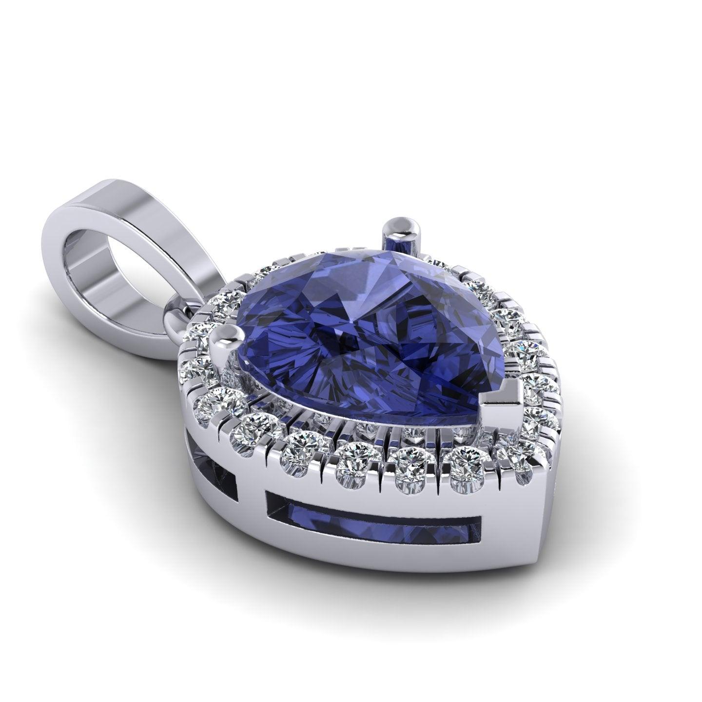 Pear Shape Tanzanite & diamond Women's Pendant - 2.00 Carat