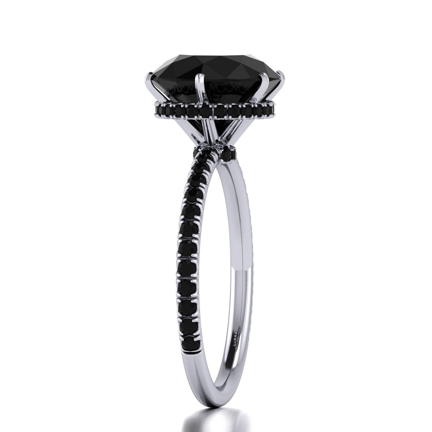 5.00 Carat Big Black Diamond Hidden Halo Engagement Ring For Women's