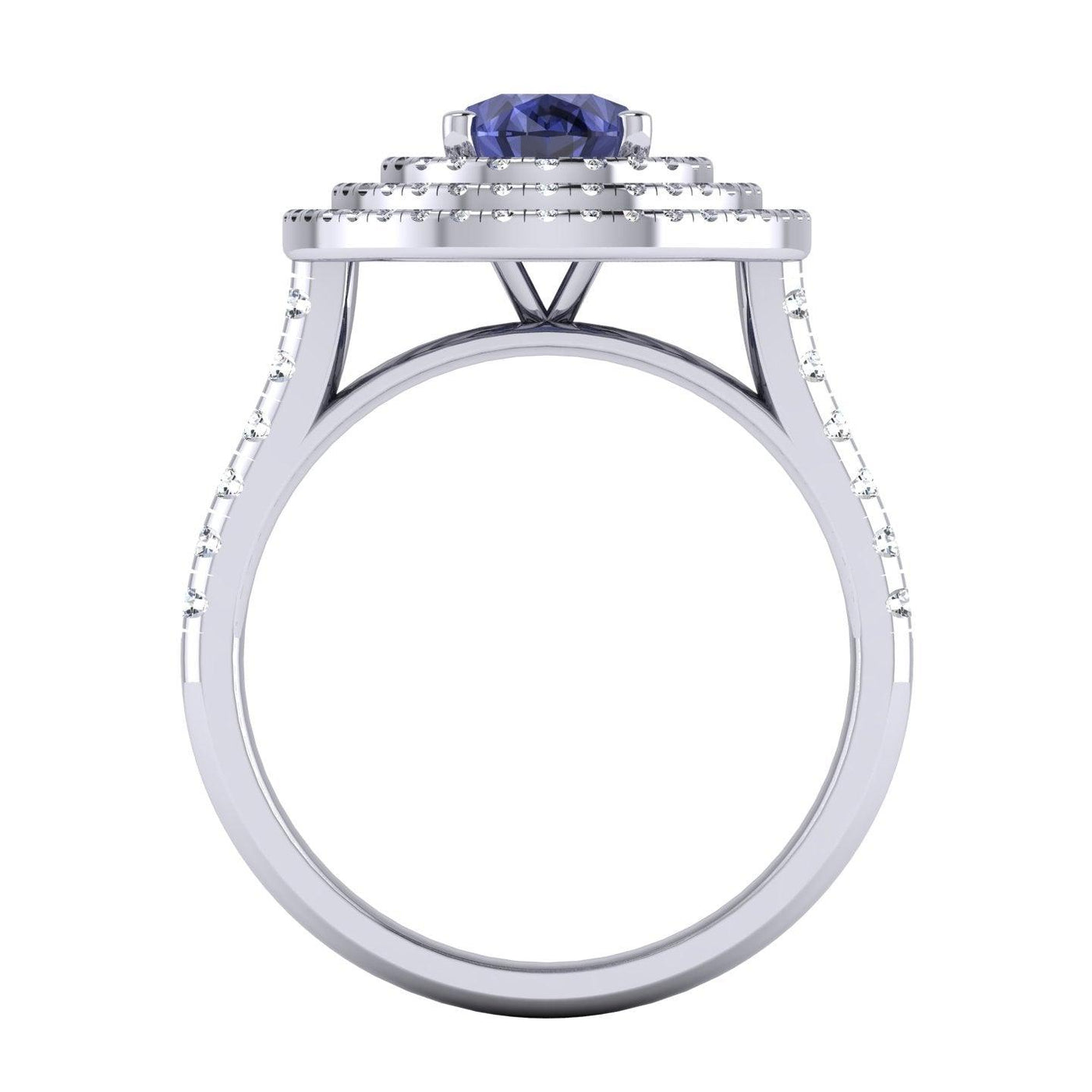 Best Deal..! Triple Halo Tanzanite Oval & Diamonds Engagement Ring - 2.10 Carat