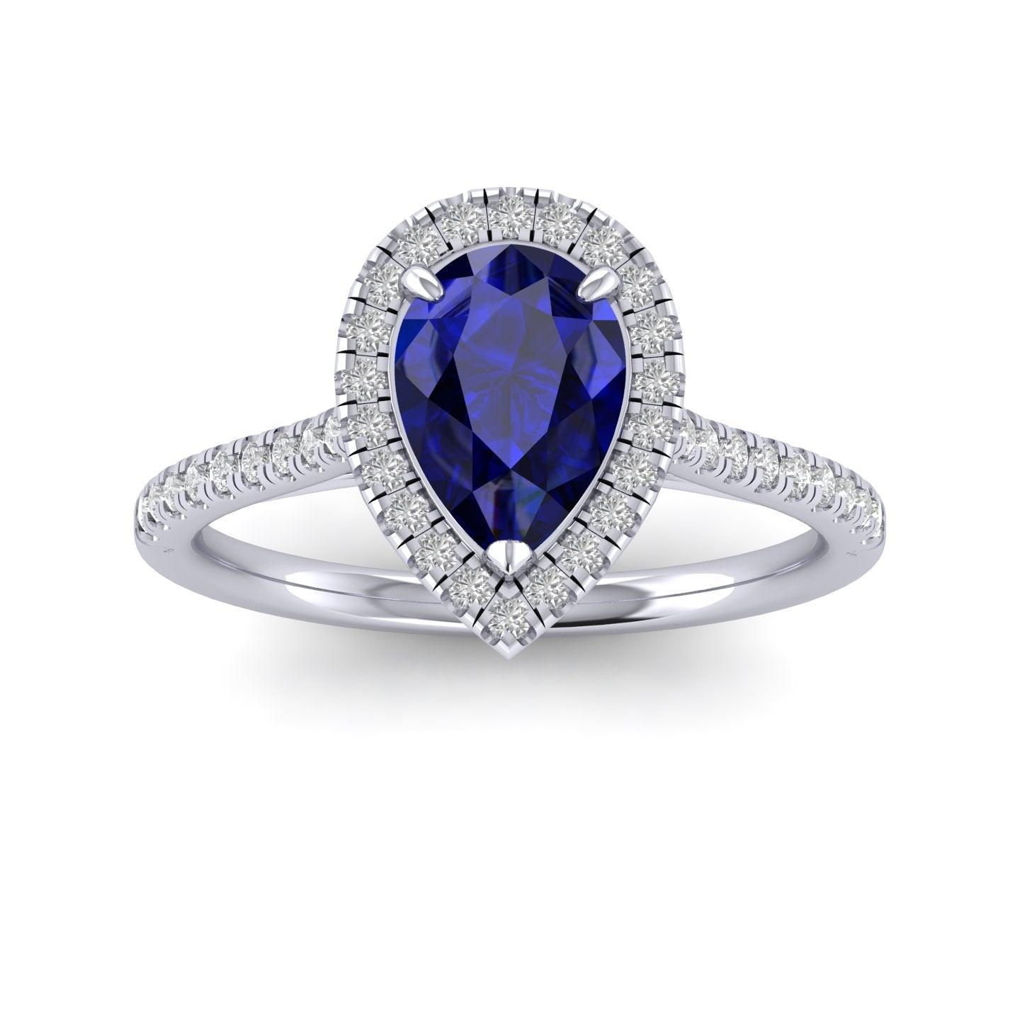 Best Offer..! 2.50Ct Tanzanite Pear & Diamond Women's Halo Engagement Ring