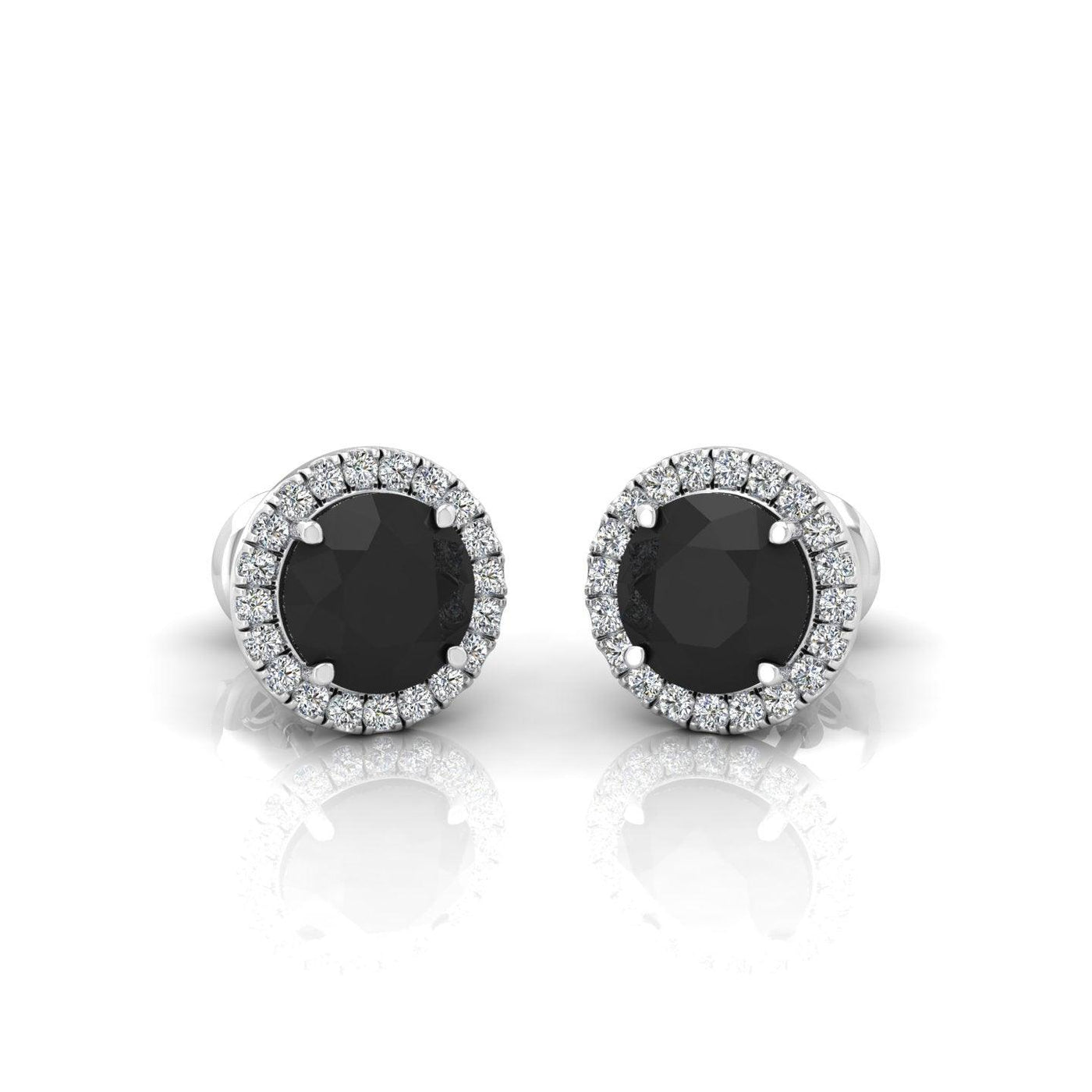 Black & White Diamond Halo Earrings For Women's In Variant Metal - 2.40 Carat