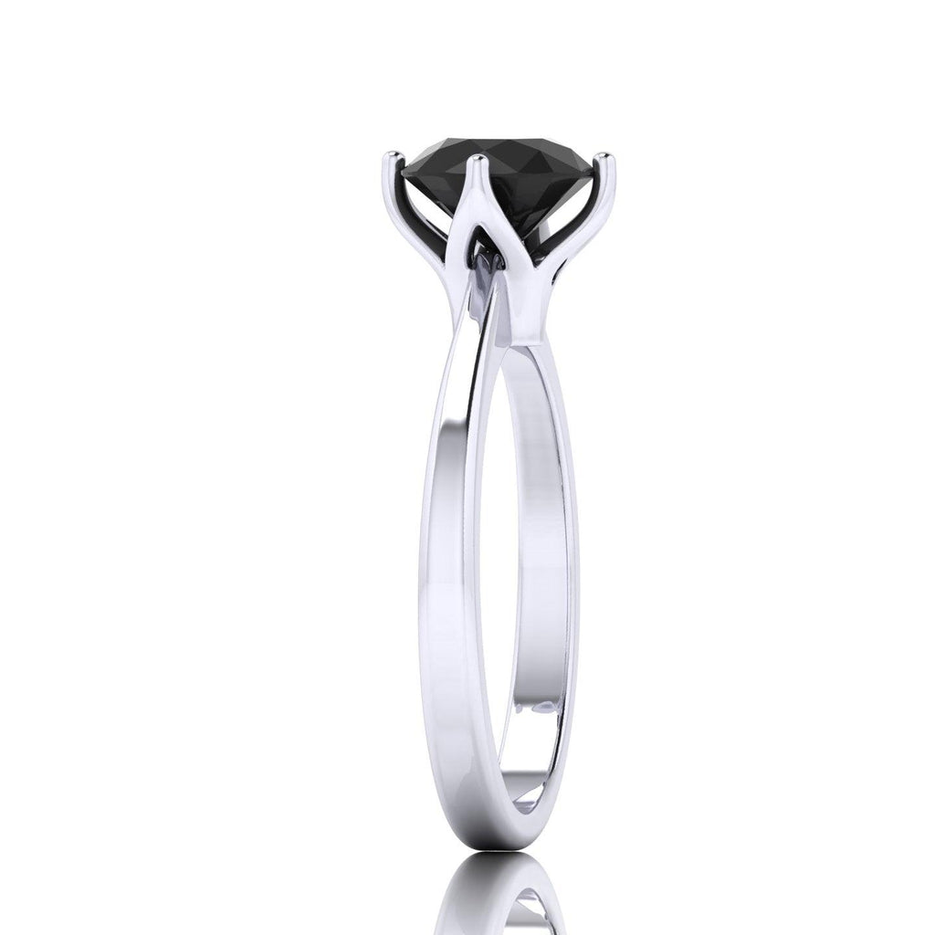Best Deal..! Claw Set 1.00 Carat Black Diamond Solitaire Engagement Ring For Her