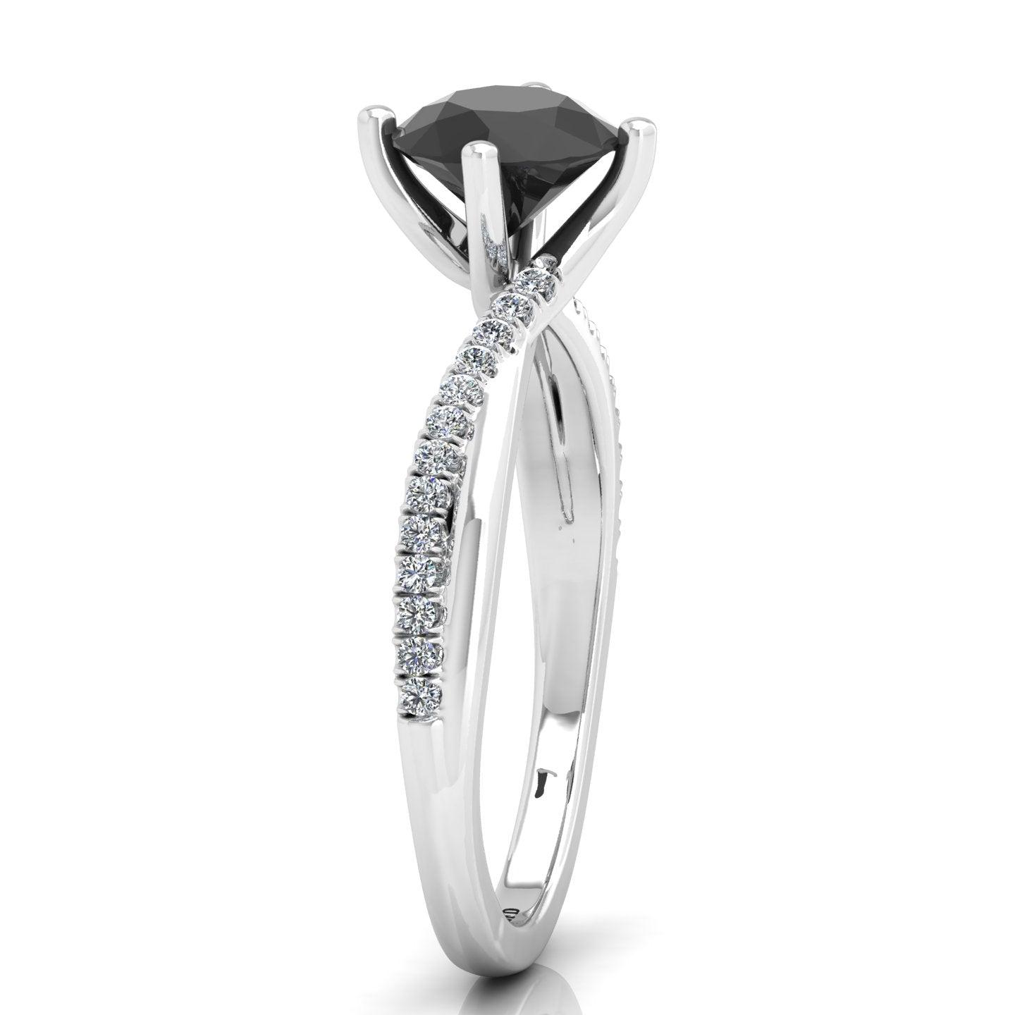 AAA Black & White Diamond Twisted Claw Set Engagement Ring For Her - 1.30 Carat