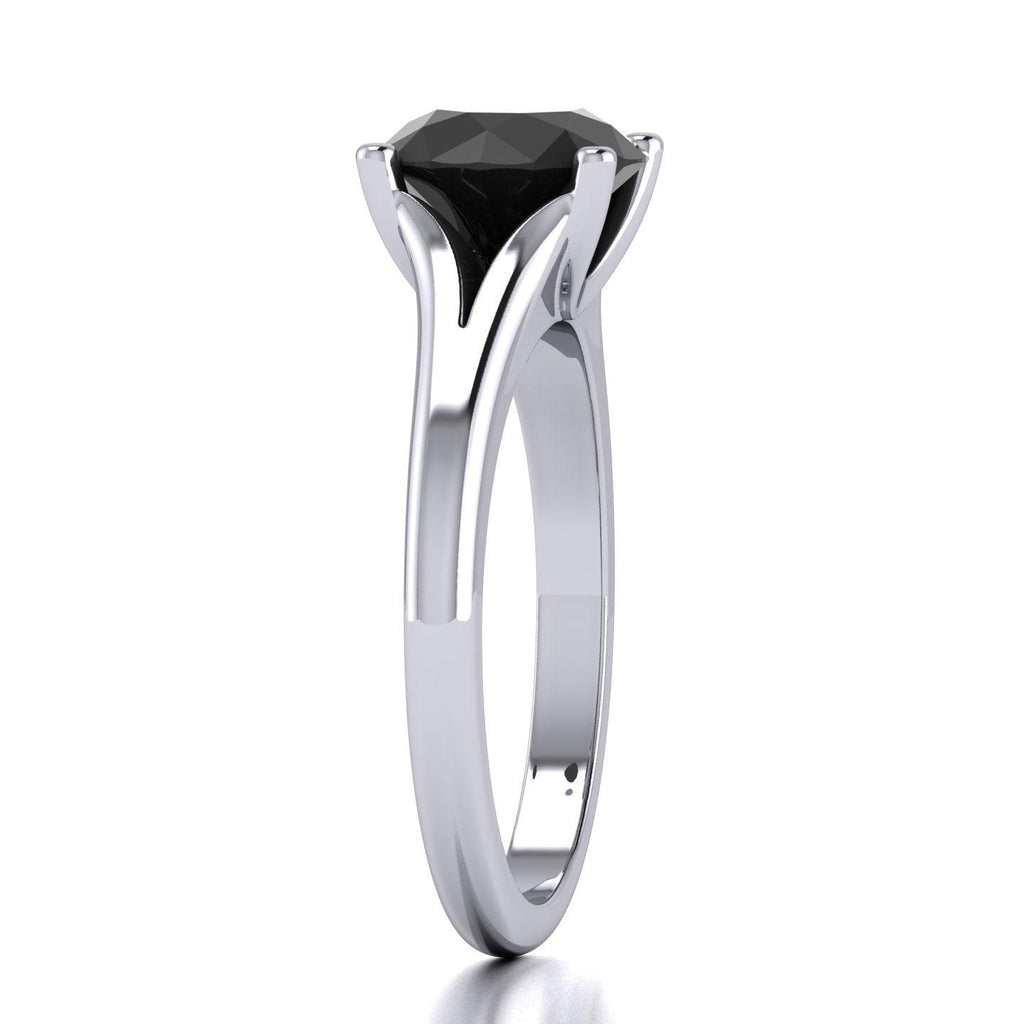 1.50CT AAA Black Round Diamond Solitaire Engagement Ring