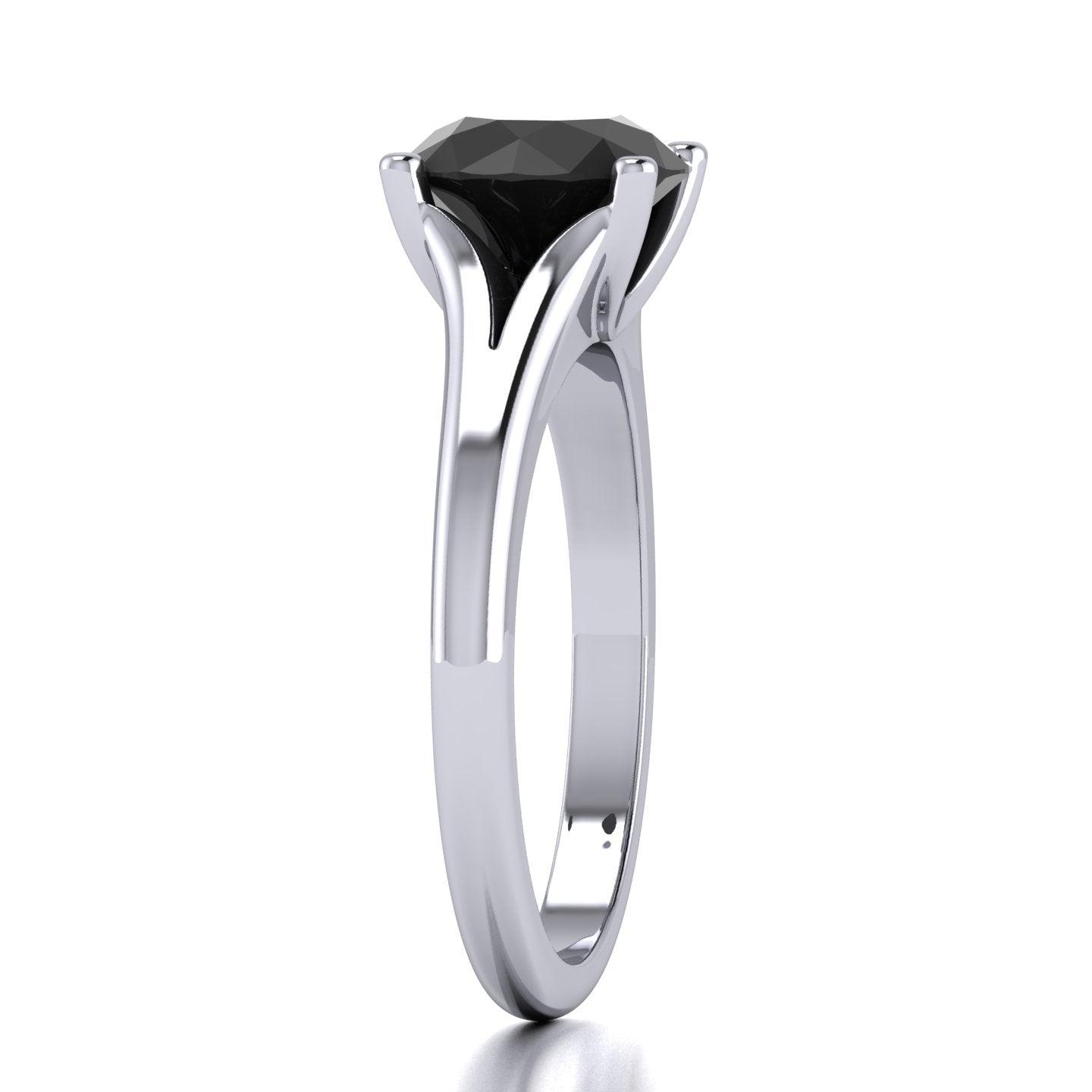 1.50CT AAA Black Round Diamond Solitaire Engagement Ring