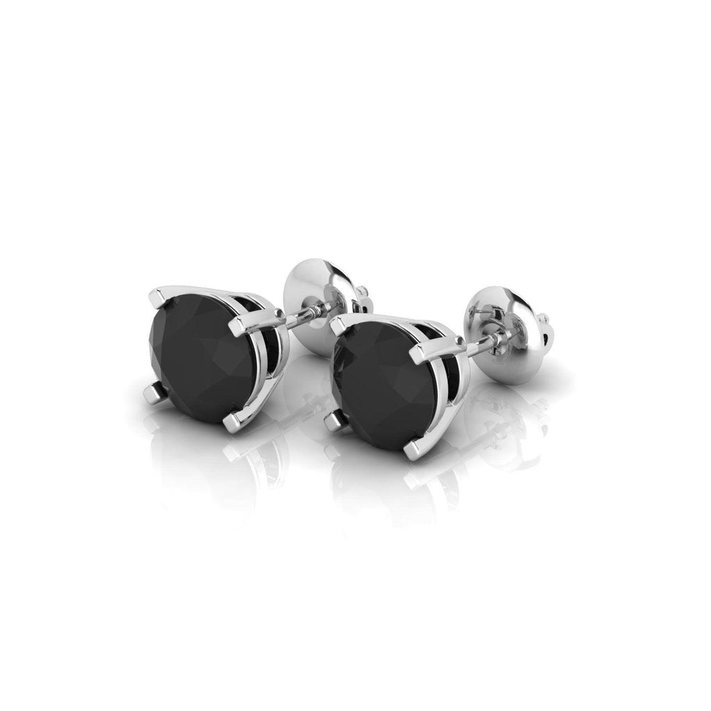 1.00 carat Black Diamond Claw Set Stud Earrings For Her