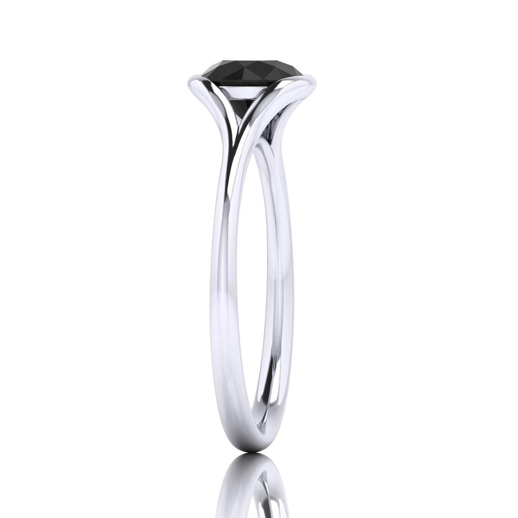 AAA Black Diamond Bezel Set Solitaire Engagement Ring - 1.00 carat