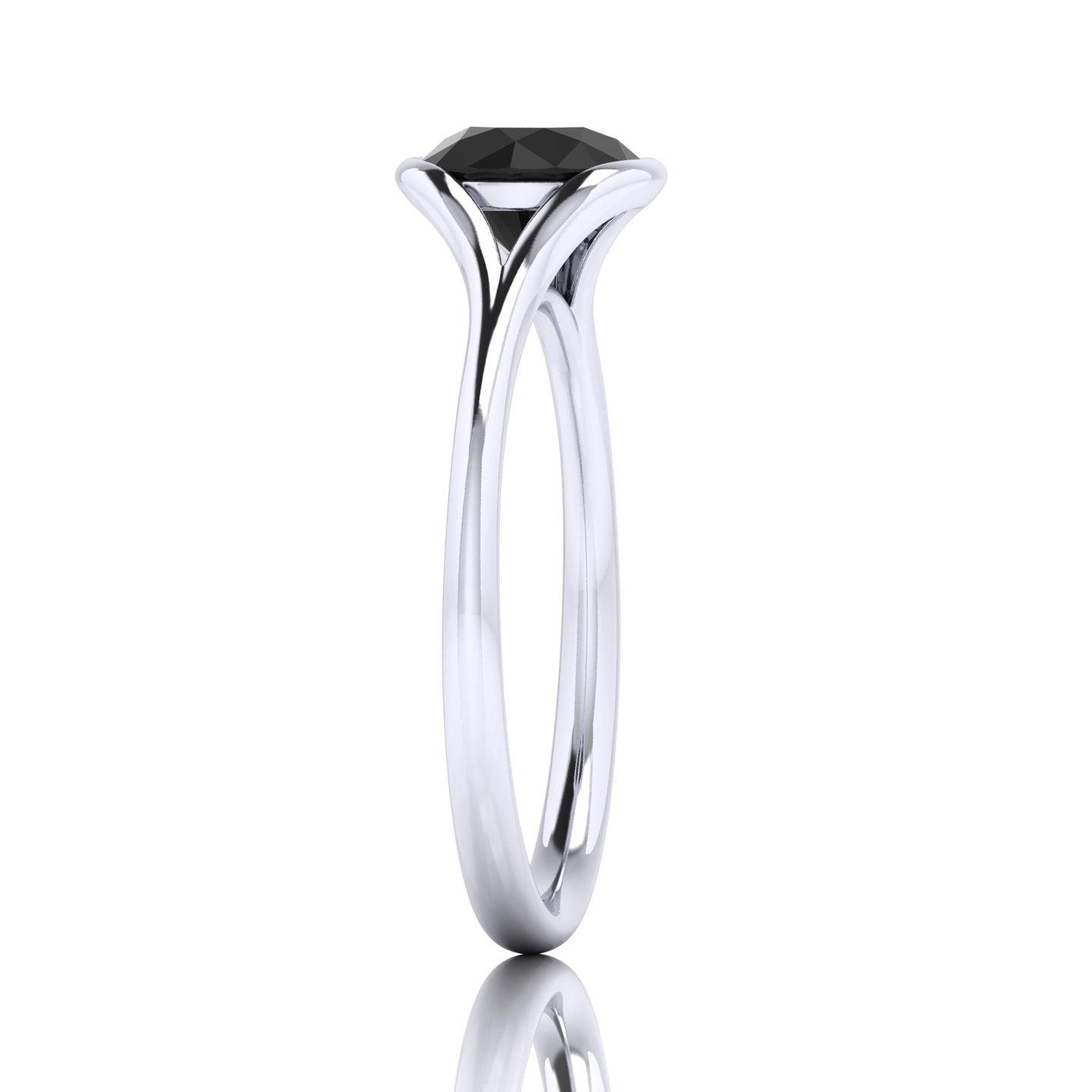 AAA Black Diamond Bezel Set Solitaire Engagement Ring - 1.00 carat