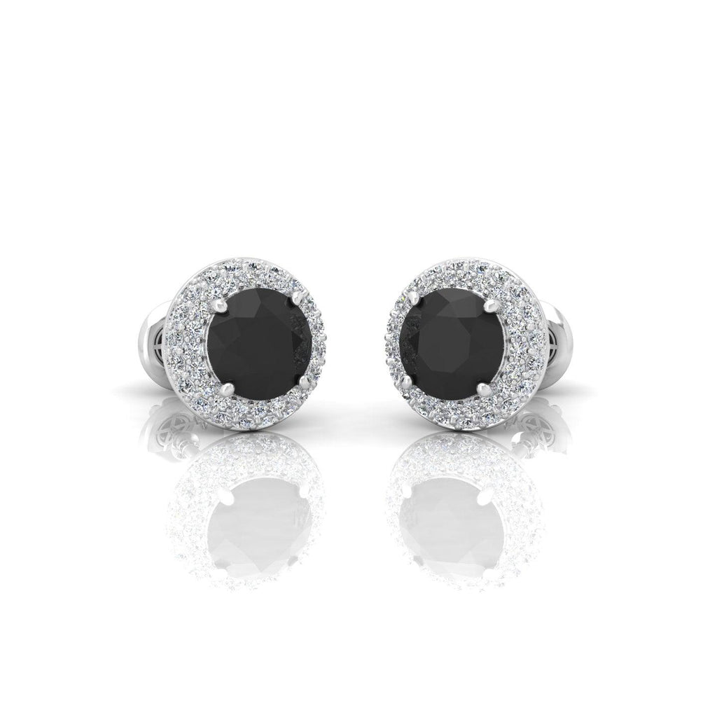 Black & White Diamond Double Halo Earrings - 1.50 Carat