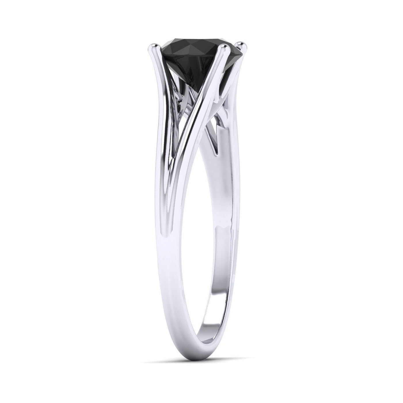 1.00 Carat AAA Black Round Diamond Claw Solitaire Engagement Ring