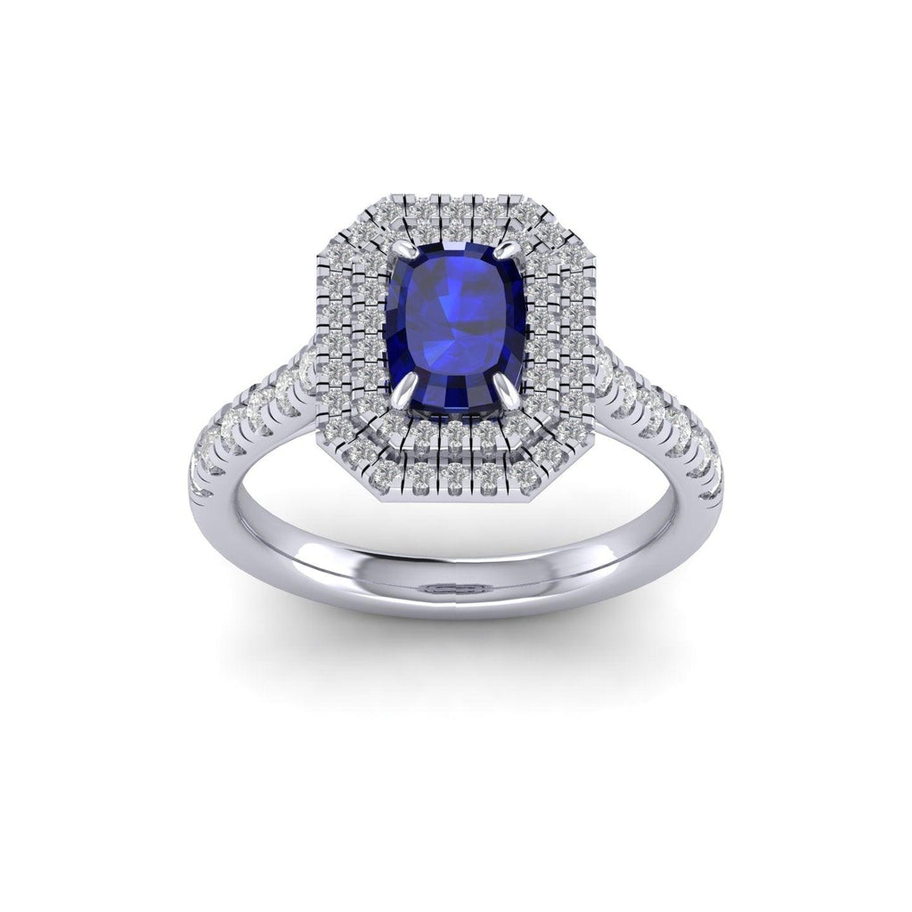 Special Deal..! 2.50Ct Tanzanite Long Cushion & Diamond Double Halo Engagement Ring