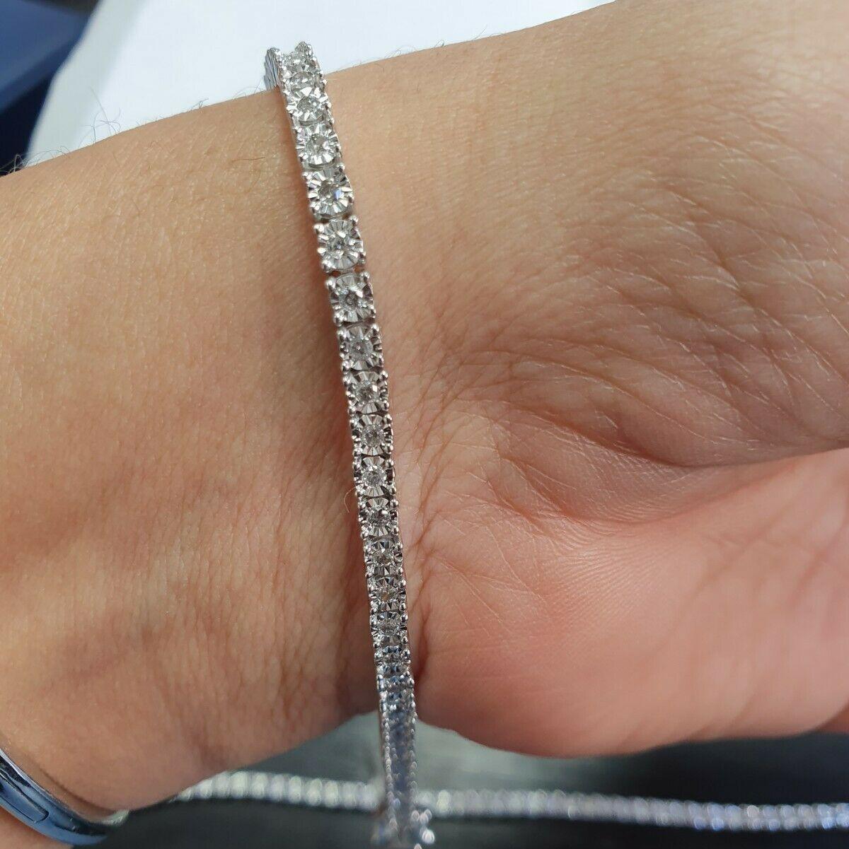 Evening Bracelet 4mm Round Diamond Tennis Bracelet Hallmarked White Gold 1.50Ct F/VS 10grams - Amada Diamonds