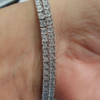 Evening Bracelet 4mm Round Diamond Tennis Bracelet Hallmarked White Gold 1.50Ct F/VS 10grams - Amada Diamonds