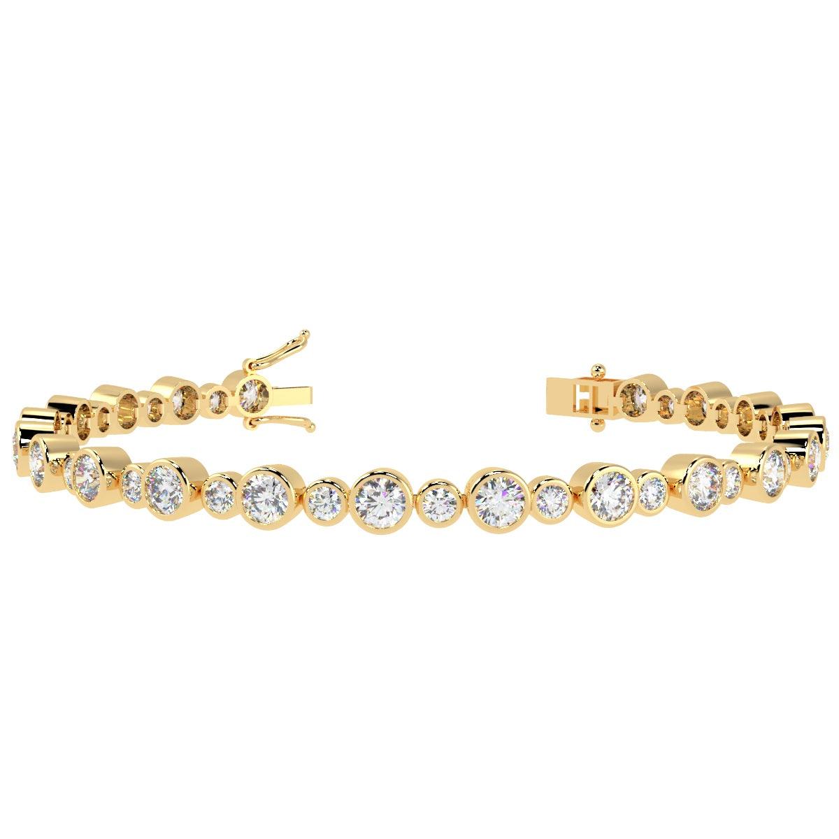 5.00Ct F/VS Round Diamond Bezel Set Tennis Bracelet for Women's in Hallmarked 18k Yellow Gold