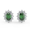 Emerald & Diamond Cluster Earring Heavy White Gold