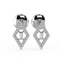0.30 CT Round & Baguette Diamond Kite Shaped Earrings in Hallmarked 18K White Gold