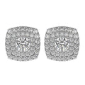 Cushion Shaped Design Double Halo Earring in 18k White Gold