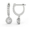 Round Diamond Dangle Drop Earrings in 18k White Gold