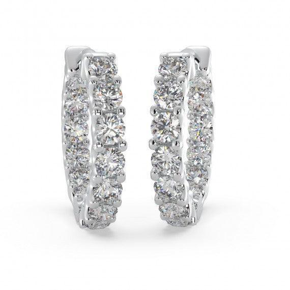 U Prong Natural Diamond Studded Hoop Earrings for women crafted In 18K Gold - Amada Diamonds