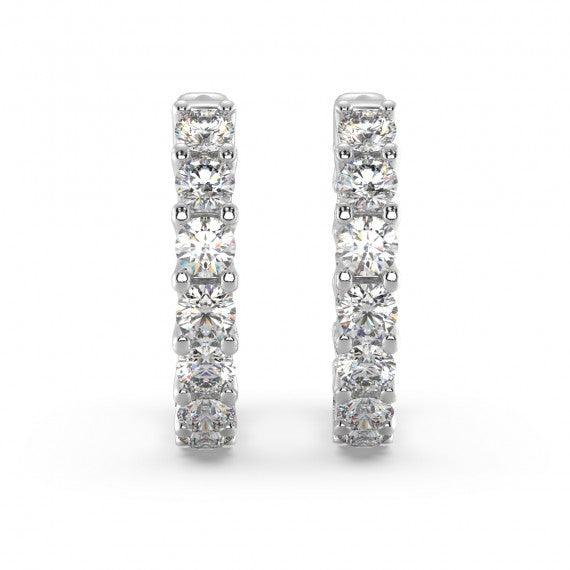 U Prong Natural Diamond Studded Hoop Earrings for women crafted In 18K Gold - Amada Diamonds