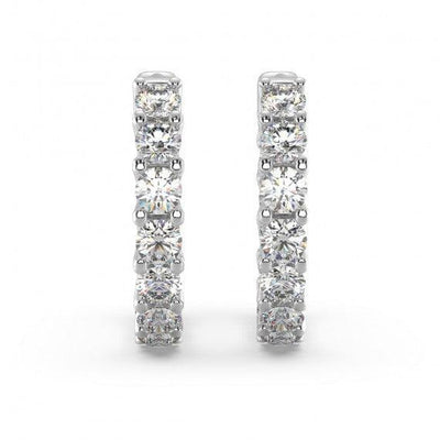 U Prong Natural Diamond Studded Hoop Earrings for women crafted In 18K Gold - Amada Diamonds