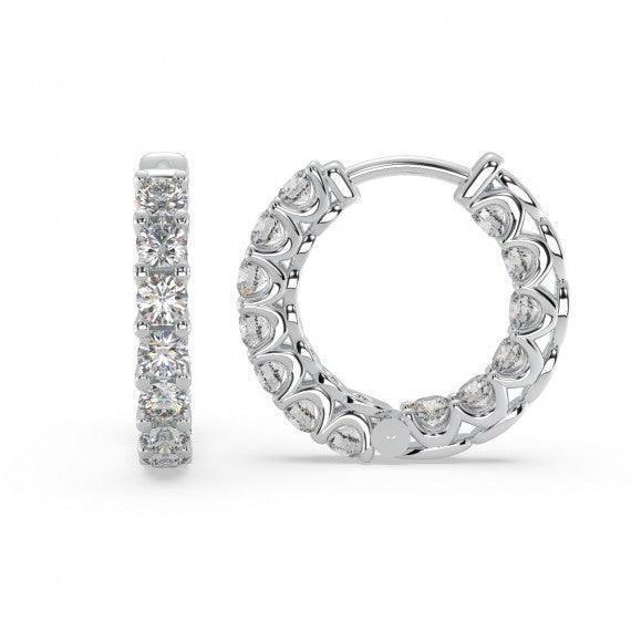 U Prong Natural Diamond Studded Hoop Earrings for women crafted In 18K Gold - Amada Diamonds
